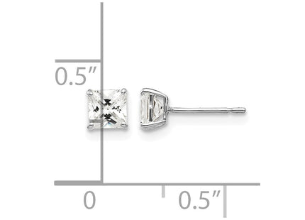 14K white gold cubic zirconia earrings, further view
