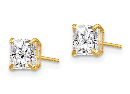 14k Square CZ Post Earrings, 5 x 5mm