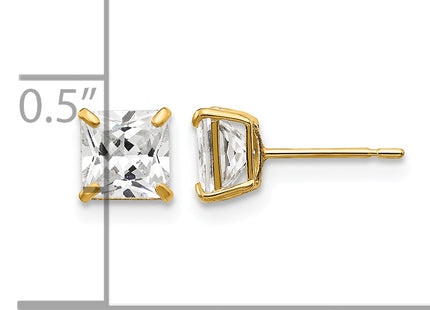 14k Square CZ Post Earrings, 5 x 5mm
