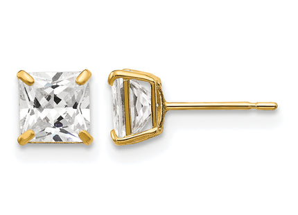 14k Square CZ Post Earrings, 5 x 5mm