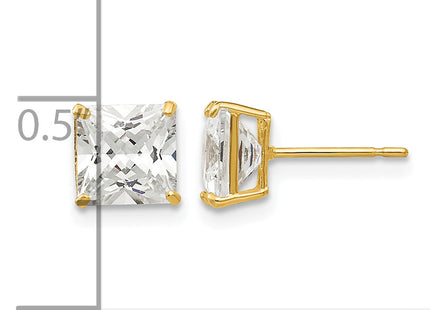 14k Square CZ Post Earrings, 6 x 6mm