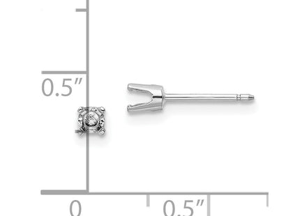 14k White Gold Round Stud Earring Mounting w/backs (Style XD3W)