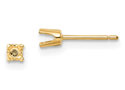 14k Round Stud Earring Mounting w/backs (Style XD3)