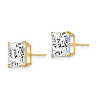 14K Square CZ Post Earrings, 10 x 10mm