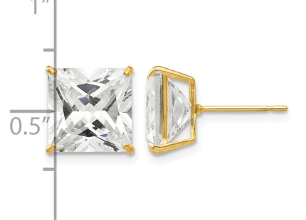 14k Square CZ Post Earrings, 10 x 10mm