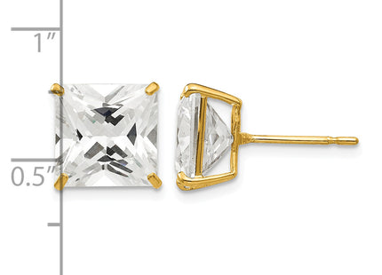 14k Square CZ Post Earrings, 11 x 11mm