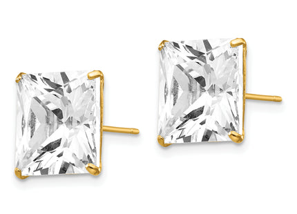 14k Square CZ Post Earrings, 12 x 12mm
