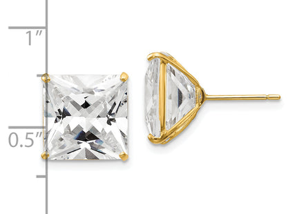 14k Square CZ Post Earrings, 12 x 12mm