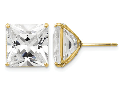 14k Square CZ Post Earrings, 12 x 12mm