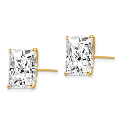 14K Square CZ Post Earrings, 13 x 13mm