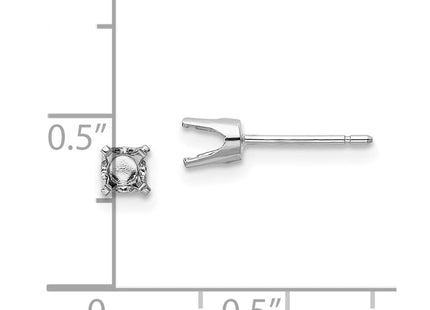 14k White Gold Round Stud Earring Mounting w/backs (Style XD6W)