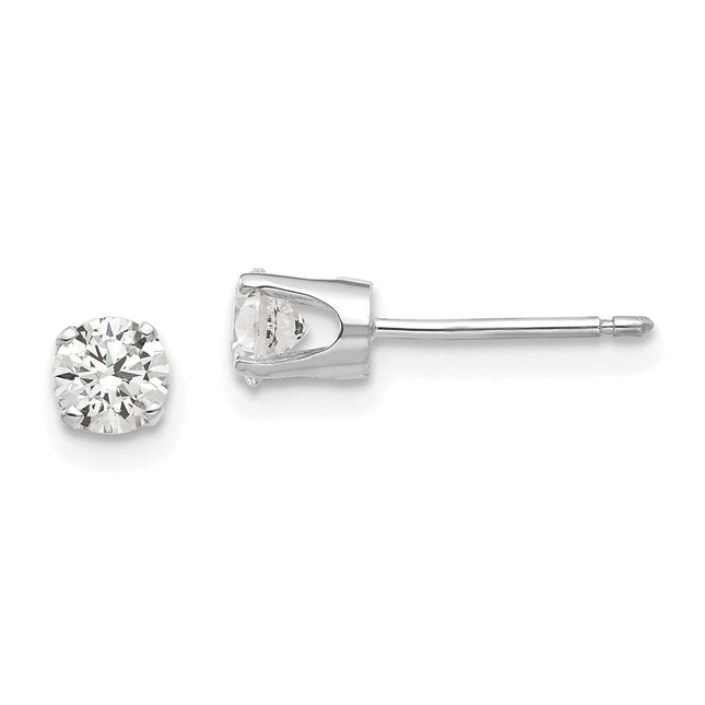 14k White Gold CZ stud earrings, 5 x 5mm