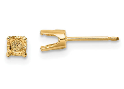 14k Round Stud Earring Mounting w/backs (Style XD7)