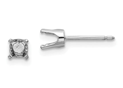 14k White Gold Round Stud Earring Mounting w/backs (Style XD8W)