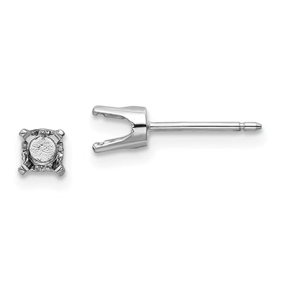 14K White Gold Round Stud Earring Mounting w/backs, 4.25 x 4.25mm