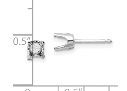 14k White Gold Round Stud Earring Mounting w/backs (Style XD9W)