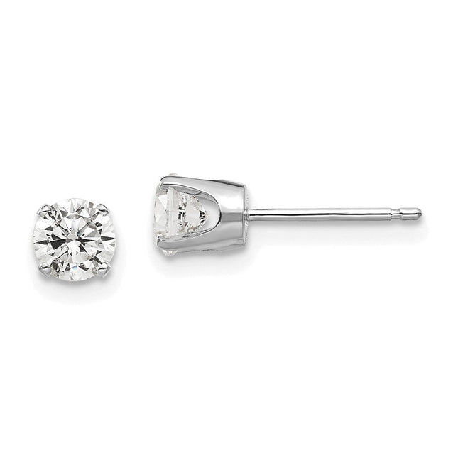 14k White Gold CZ stud earrings, 5 x 5mm (9WCZ)