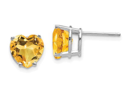 14k White Gold Heart Citrine Earrings (Style XE100WCI)