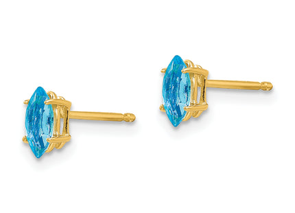 14k Blue Topaz marquis stud earring