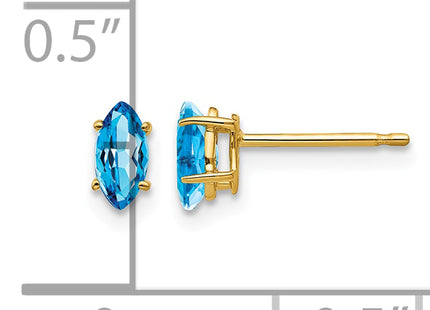 14k Blue Topaz marquis stud earring