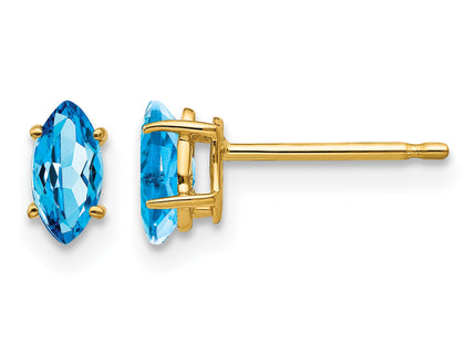 14k Blue Topaz marquis stud earring
