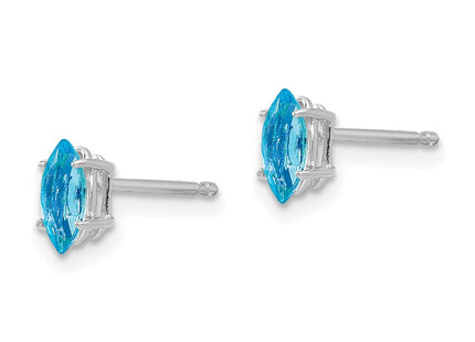 14K white gold blue topaz earrings