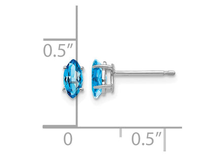 14K white gold blue topaz earrings, alternate view