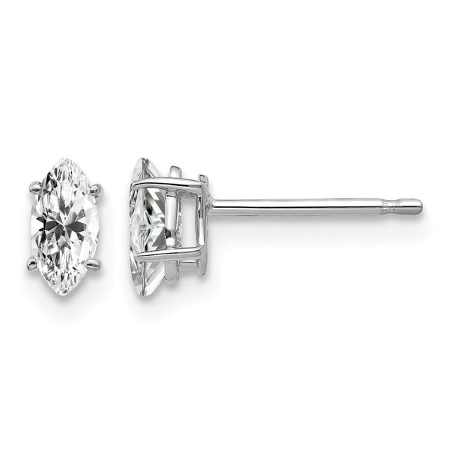 14k White Gold Marquise Cubic Zirconia earring, 7 x 3mm