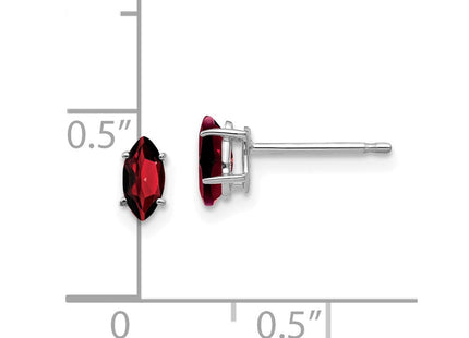14k White Gold Garnet Marquise Stud Earring (Style XE102WGA)