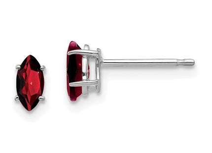 14k White Gold Garnet Marquise Stud Earring (Style XE102WGA)