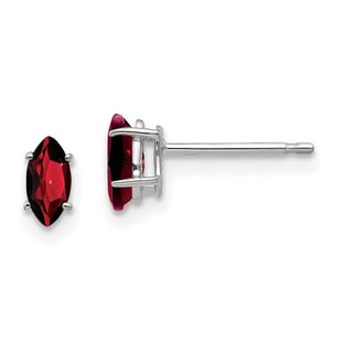 14k White Gold Garnet Marquise Stud Earring (Style XE102WGA)