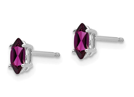 14k White Gold Rhodolite Garnet Marquise Stud Earring (Style XE102WRG)