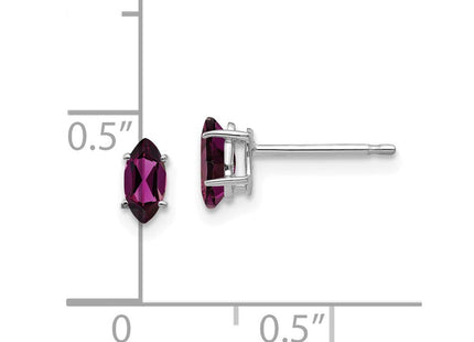 14k White Gold Rhodolite Garnet Marquise Stud Earring (Style XE102WRG)