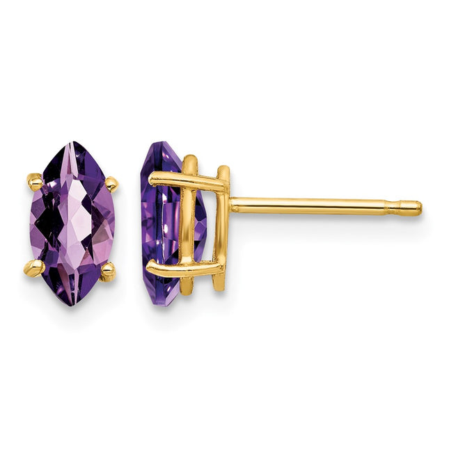 14k Marquise Amethyst earring, 9 x 4mm