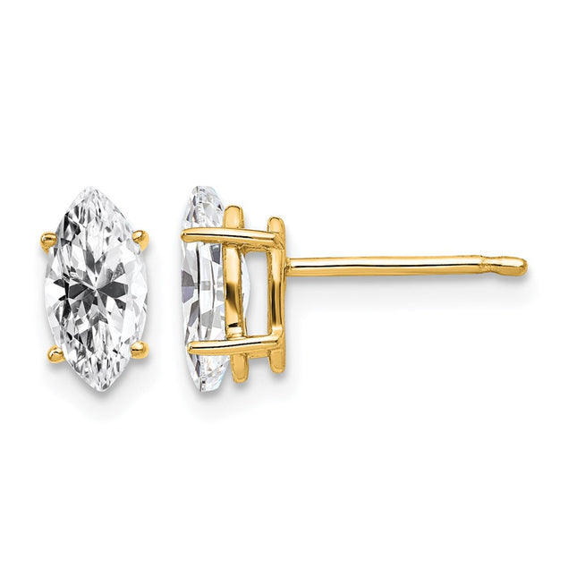 14k Marquise Cubic Zirconia earring, 9 x 4mm