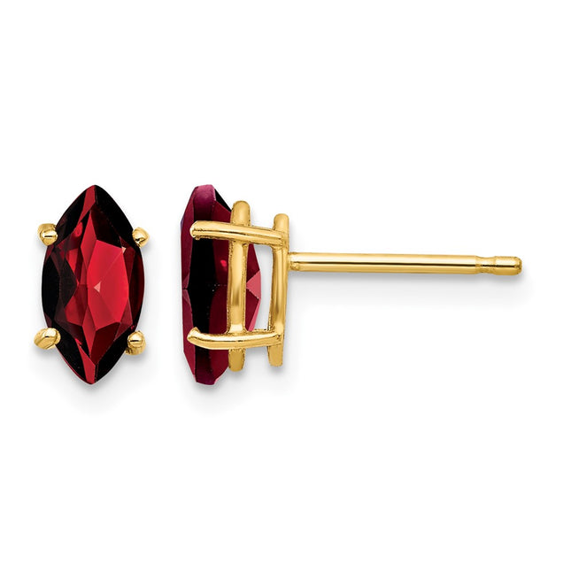 14k Marquise Garnet earring, 9 x 4mm