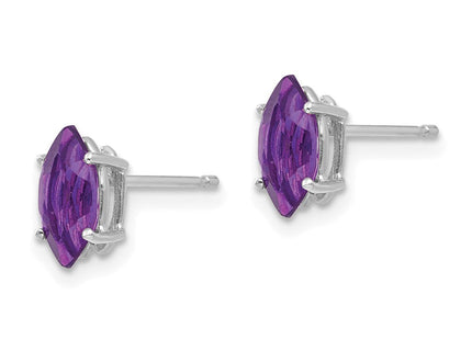 14k White Gold Amethyst Marquise Stud Earring (Style XE104WAM)