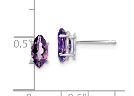 14k White Gold Amethyst Marquise Stud Earring (Style XE104WAM)