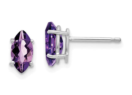 14k White Gold Amethyst Marquise Stud Earring (Style XE104WAM)