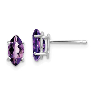 14k White Gold Amethyst Marquise Stud Earring (Style XE104WAM)