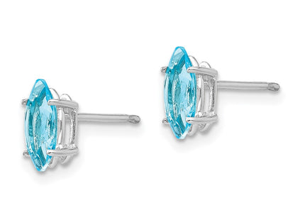 14K white gold blue topaz earrings, alternate view