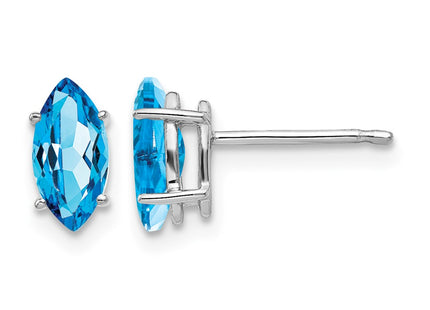 14K white gold blue topaz earrings