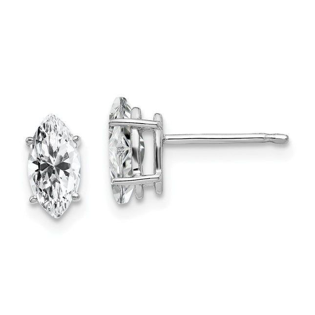 14k White Gold Marquise Cubic Zirconia earring, 9 x 4mm