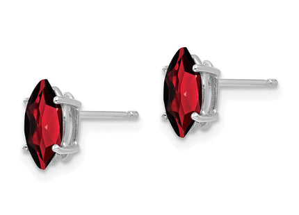 14K white gold garnet stud earrings, alternate view