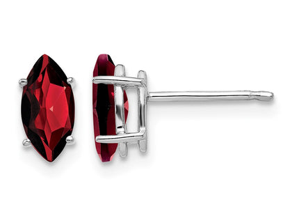 14K white gold garnet stud earrings