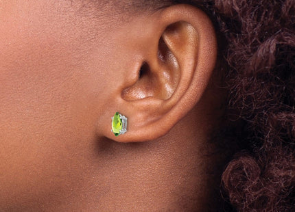 14K white gold peridot stud earrings, another view