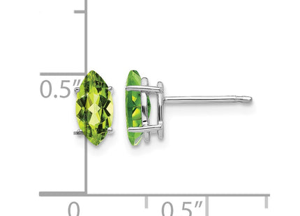 14K white gold peridot stud earrings, further view