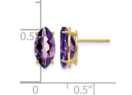14K gold amethyst earrings, further view