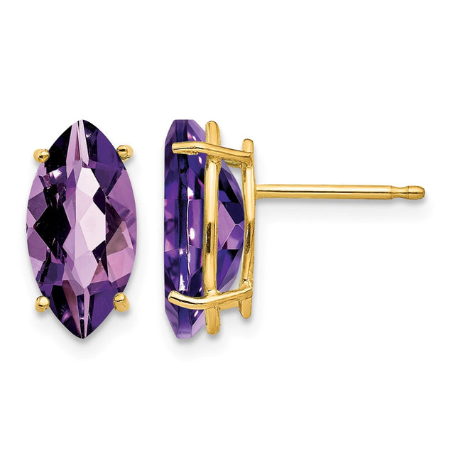 14k Marquise Amethyst earring, 10 x 5mm