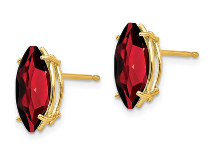 14K gold garnet stud earrings, alternate view